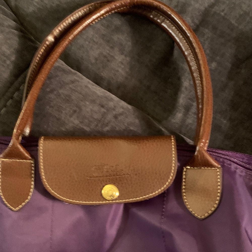 Longchamp Purple Tote with Brown Accents - Picture 12 of 15